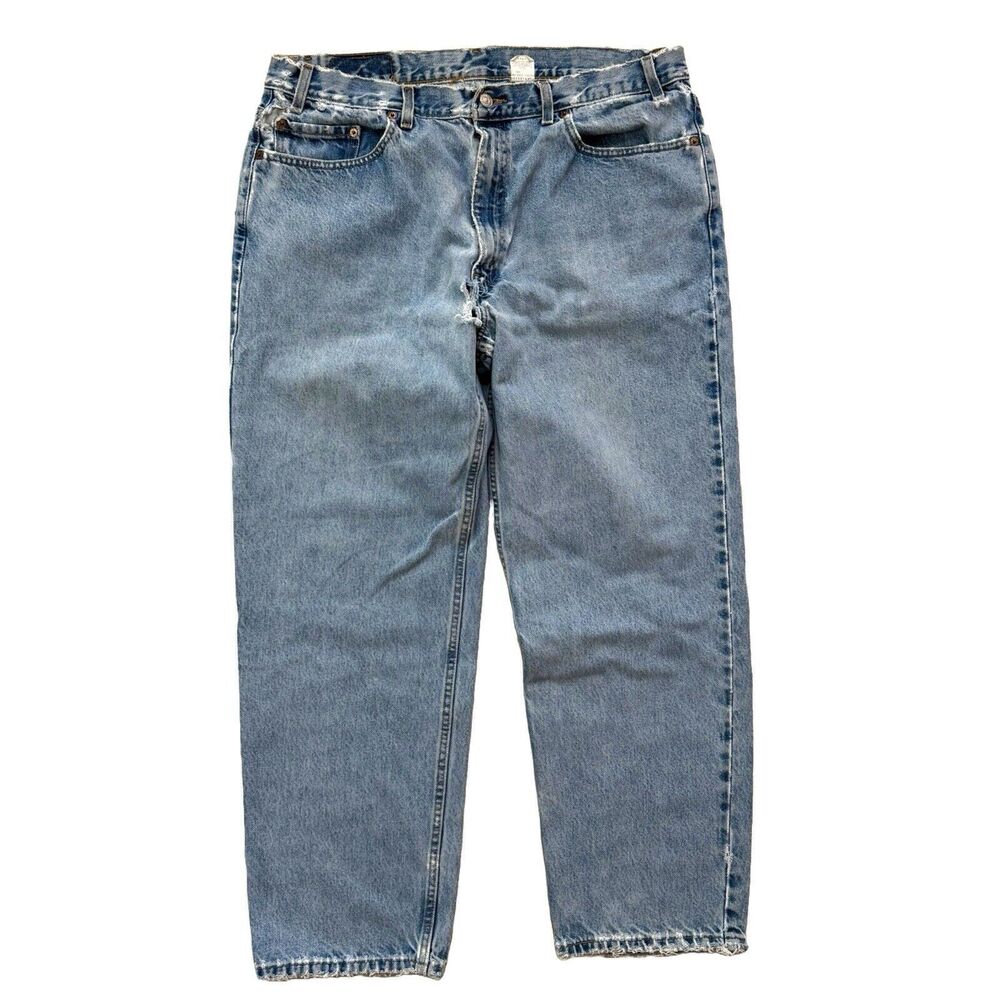 Vtg Levis 550 Jeans Relaxed Fit Thrashed Denim Men’s 40x30 (Fits 36x29) 2002 Y2K